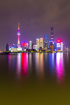 View of Pudong Skyline and Huangpu River from the Bund, Shanghai, China, Asia