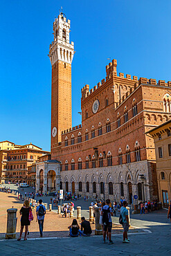 View of Piazza del Campo with Palazzo Comunale, UNESCO World Heritage Site, Siena, Tuscany, Italy, Europe