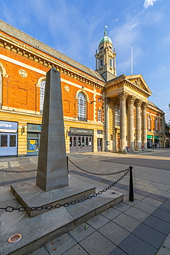 View of Peterborough City Council and War Memorial on Bridge Street, Peterborough, Northamptonshire, England, United Kingdom, Europe