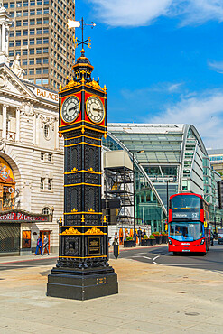 View of Little Ben Clock, 1892 replica of Big Ben, Victoria, London, England, United Kingdom, Europe