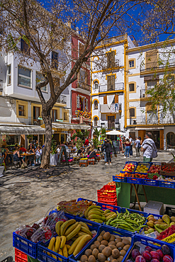 View of bar and restaurant in Dalt Vila District, Ibiza Town, Eivissa, Balearic Islands, Spain, Mediterranean, Europe