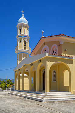 View of typical Greek Orthodox Church near Lakithra, Kefalonia, Ionian Islands, Greek Islands, Greece, Europe