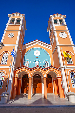 View of Greek Orthodox Church, Lixouri, Kefalonia, Ionian Islands, Greek Islands, Greece, Europe