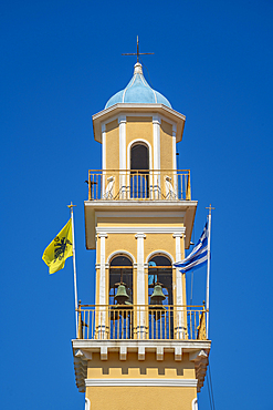 View of Church of Agios Spiridon in Argostoli, capital of Cephalonia, Argostolion, Kefalonia, Ionian Islands, Greek Islands, Greece, Europe