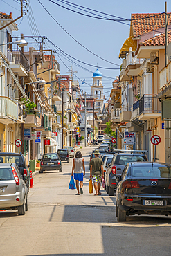 View of shopping street in Argostoli, capital of Cephalonia, Argostolion, Kefalonia, Ionian Islands, Greek Islands, Greece, Europe