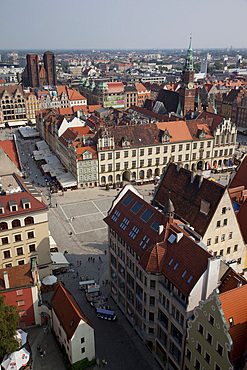 Market Square from St. Elisabeth Church, Old Town, Wroclaw, Silesia, Poland, Europe