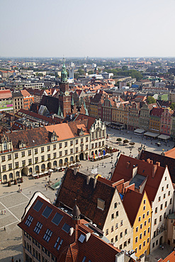 Market Square from St. Elisabeth Church, Old Town, Wroclaw, Silesia, Poland, Europe