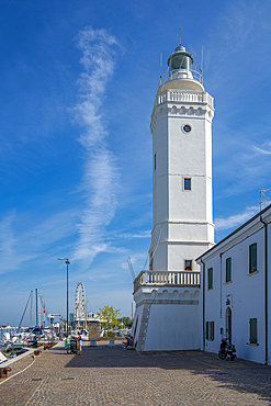 View of Rimini lighthouse, Rimini, Emilia-Romagna, Italy, Europe