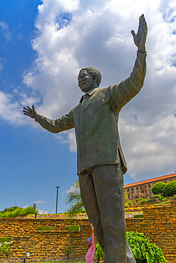 View of Nelson Mandela statue in Union Buildings Gardens, Pretoria Central, Pretoria, South Africa, Africa