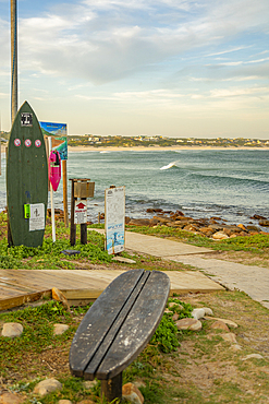 View of town, waves and beach, Cape St. Francis, Eastern Cape Province, South Africa, Africa