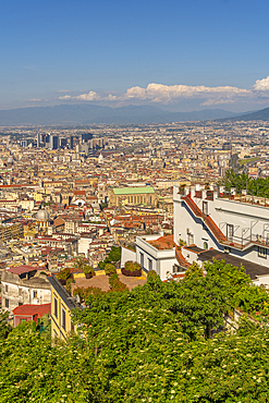 Elevated view of Naples skyline from Castel Sant'Elmo, Naples, Campania, Italy, Europe