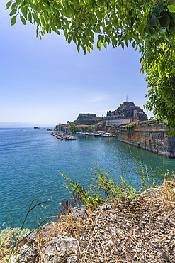 View of Old Fortress of Corfu in Corfu Town, UNESCO World Heritage Site, Corfu, Ionian Sea, Greek Islands, Greece, Europe