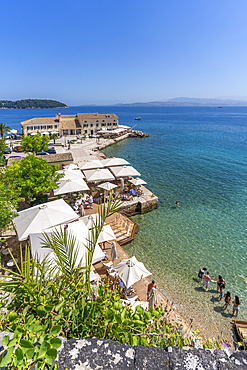 View of Faliraki Corfu in Corfu Town, Corfu, Ionian Sea, Greek Islands, Greece, Europe