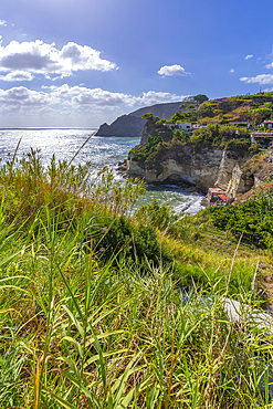 View of coastline from elevated position in Sant'Angelo, Sant'Angelo, Island of Ischia, Campania, Italy, Europe