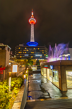 View of Nidec Kyoto Tower at night, Shimogyo Ward, Higashishiokojicho, Kyoto, Honshu, Japan