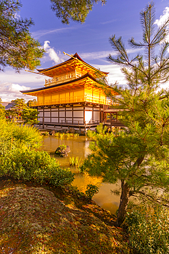 View of Golden Temple (Kinkaku-ji) (Temple of the Golden Pavilion), UNESCO, Kyoto, Honshu, Japan