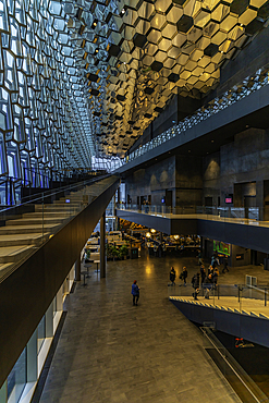 View of interior of the Harpa Concert Hall and Conference Centre, Reykjavík, Iceland, Europe