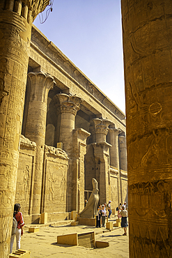 View of Temple of Horus on a sunny day, Edfu, Egypt, North Africa, Africa