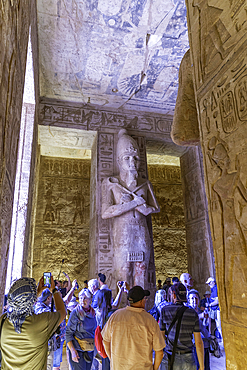Interior view of the sculptures of the pharaohs in the Abu Simbel Temple next to Lake Nasser, Temple of the Pharaohs, Ramses II, Nubia, Egypt, Africa