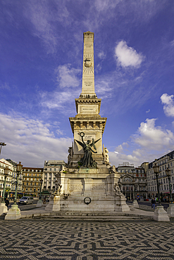 View of Monument Restauradores in Praça dos Restauradores on a sunny day, Lisbon, Portugal, Europe