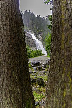 View of Krimml Waterfalls during summer, Krimml Waterfalls, Hohe Tauern National Park, Salzburger Land, Austria, Europe