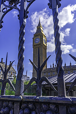 View of Big Ben clock tower in Parliament Square during summer, Westminster, London, England, United Kingdom, Europe