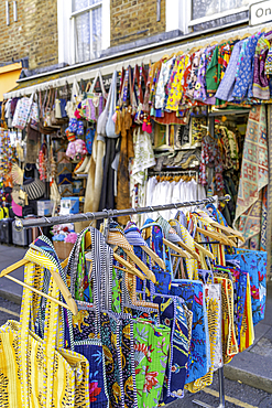 View of shop in Portobello Road during summer, Kensington, London, England, United Kingdom, Europe