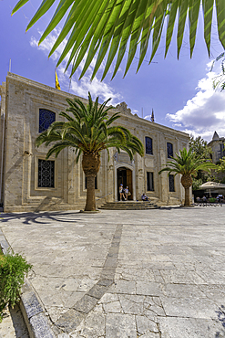 View of Cathedral Holy Temple of Saint Titus on a sunny day, City of Heraklion, Crete, Greek Islands, Geece, Europe