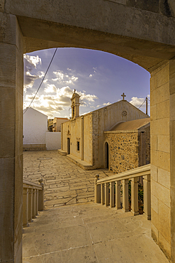 View of church in Koutouloufari, Crete, Greek Islands, Greece, Europe