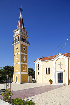 Church tower, Argassi, Zante, Ionian Islands, Greek Islands, Greece, Europe