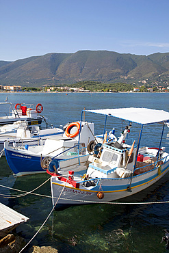 Fishing boats in the harbour, Alykanas, Zakynthos, Ionian Islands, Greek Islands, Greece, Europe