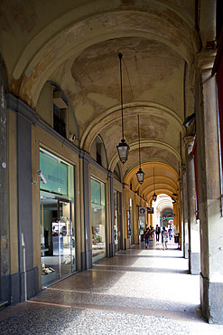 Arcade and shops, Bologna, Emilia-Romagna, Italy, Europe