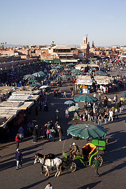 View over market, Place Jemaa El Fna, Marrakesh, Morocco, North Africa, Africa