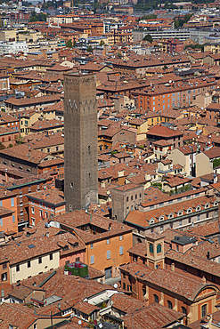 View from the Two Towers of Piazza di Porta Ravegnana, Bologna, Emilia Romagna, Italy, Europe