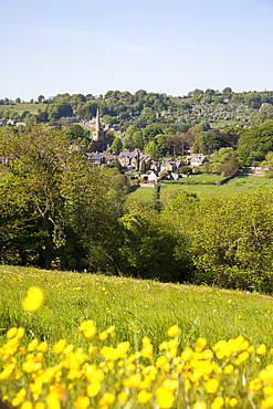 View over village and church, Ashover, Derbyshire, England, United Kingdom, Europe