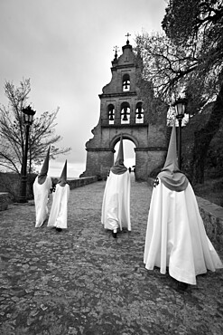 Penitents during Semana Santa (Holy Week), Aracena, Huelva, Andalucia, Spain, Europe