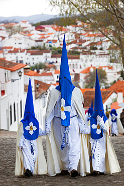 Penitents during Semana Santa (Holy Week), Aracena, Huelva, Andalucia, Spain, Europe