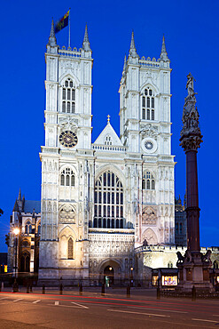 Westminster Abbey at night, Westminster, London, England, United Kingdom, Europe