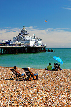 Beach and pier, Eastbourne, East Sussex, England, United Kingdom, Europe