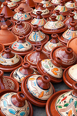 Tajines for sale in the souk, Marrakech, Morocco, North Africa, Africa