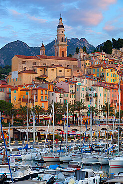 View over old town and port, Menton, Provence-Alpes-Cote d'Azur, French Riviera, Provence, France, Mediterranean, Europe