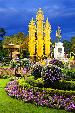 King Mengrai Monument at night, Chiang Rai, Northern Thailand, Thailand, Southeast Asia, Asia