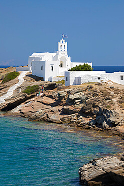 View of Chrisopigi Monastery, Chrisopigi, Sifnos, Cyclades, Aegean Sea, Greek Islands, Greece, Europe