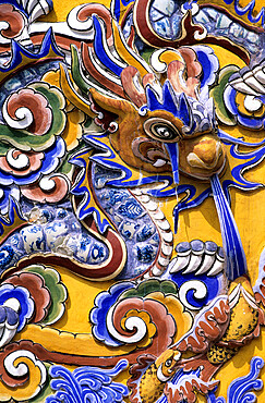 Detail from Chinese gateway inside the Imperial city, The Citadel, Hue, UNESCO World Heritage Site, North Central Coast, Vietnam, Indochina, Southeast Asia, Asia