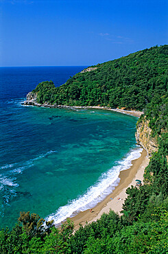 Secluded beach near the Old Town, Town Beach, Budva, The Budva Riviera, Montenegro, Europe