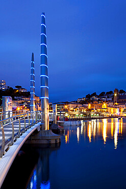 Harbour Bridge at dusk, Torquay, Devon, England, United Kingdom, Europe