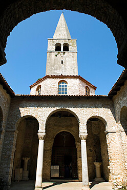 The Baptistry and campanile, Basilica of Euphrasius, UNESCO World Heritage Site, Porec, Istria, Croatia, Europe