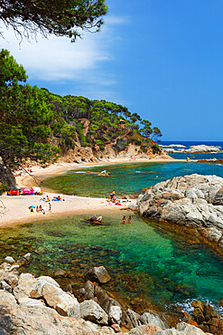 Cala Estreta, Cap Roig, near Calella de Palafrugell, Costa Brava, Catalonia, Spain, Mediterranean, Europe