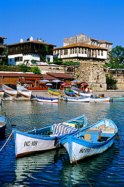 Old town and fishing harbour, Nesebur (Nessebar), Black Sea coast, Bulgaria, Europe