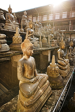 Buddha statues, Gangaramaya Temple, Colombo, Western Province, Sri Lanka, Asia